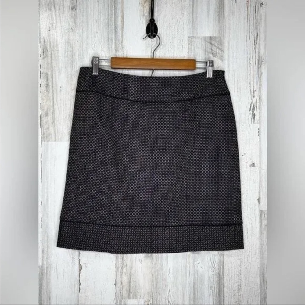 Ann Taylor Women's Wool Blend Abstract Polka Dot Tweed Skirt Black Red Size 8